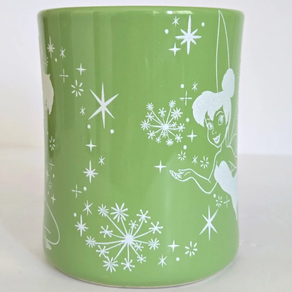 Disney Store Exclusive Tinkerbell Mug Sage Green Double Sided Line Art 16oz